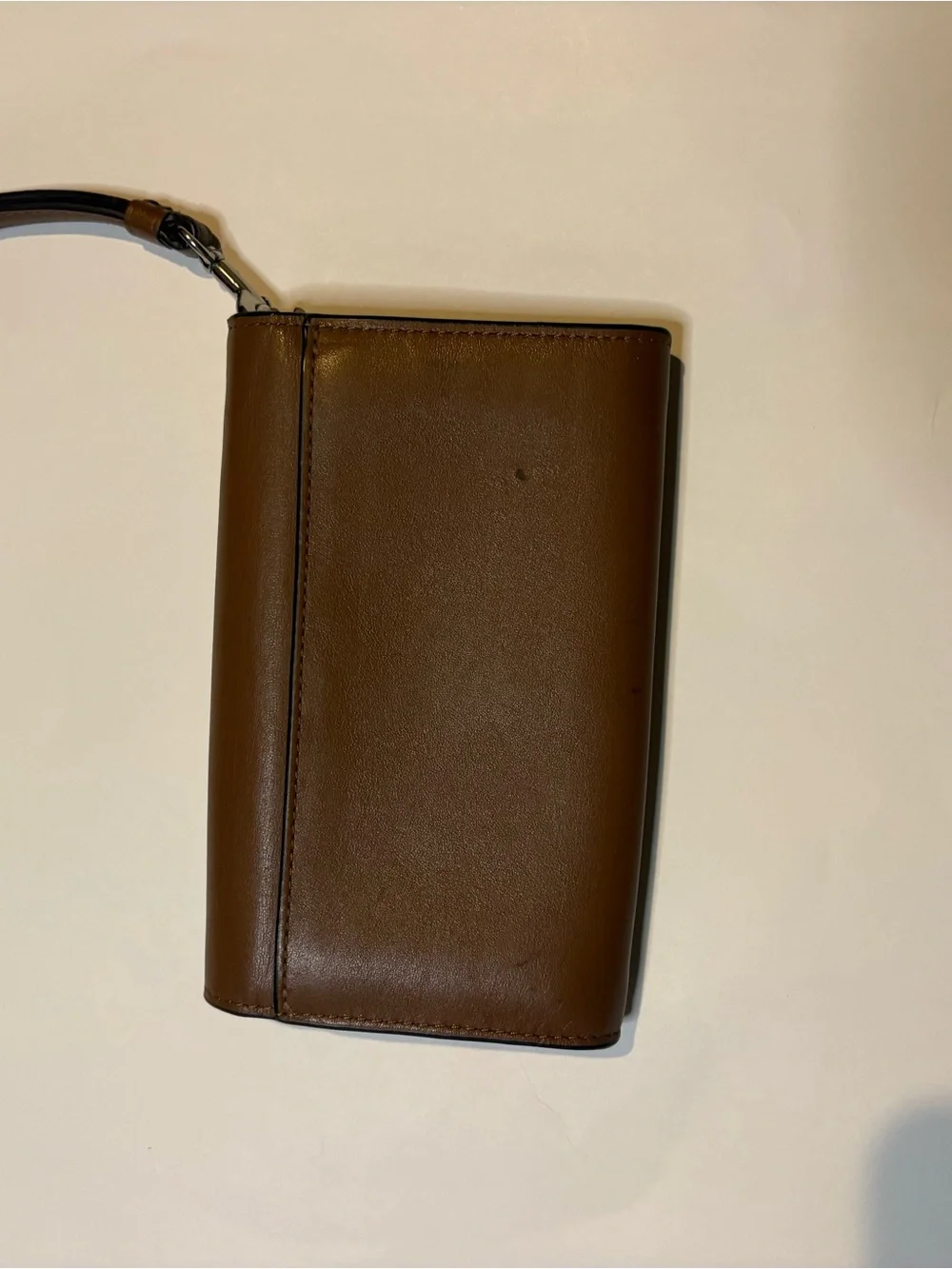 Coach Brown Leather Wristlet Clutch with Silver Logo